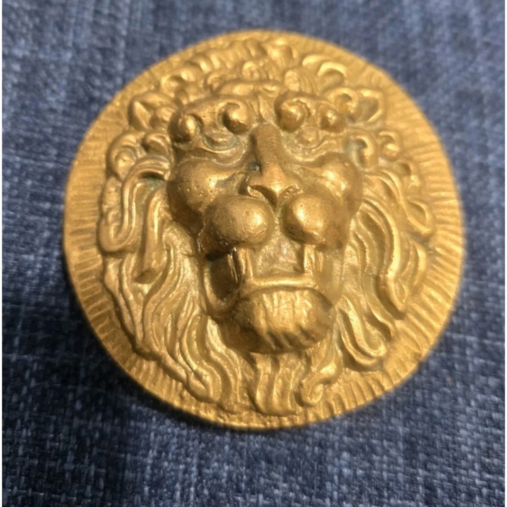 Brass Lion Big Cat Cowboy Cowgirl Hippie African Roar Cool 70s Vtg Belt Buckle